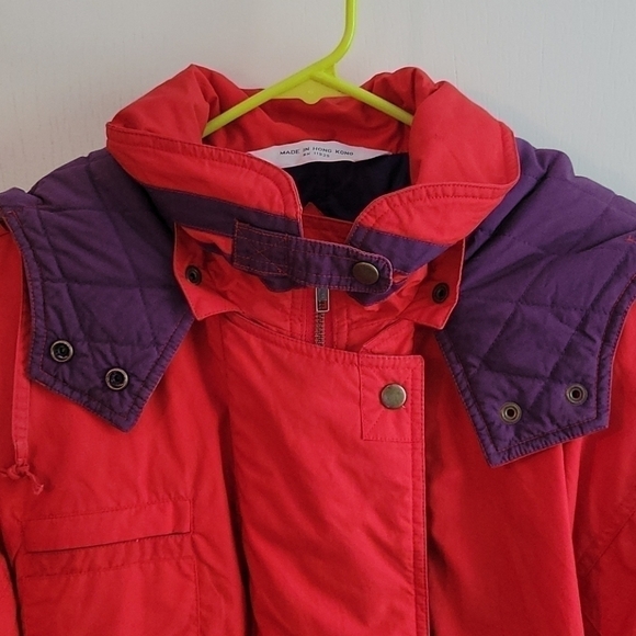 VTG MIXED BLUES 1980s Colorblock Double Breasted Hooded Winter Ski Coat - Picture 5 of 13